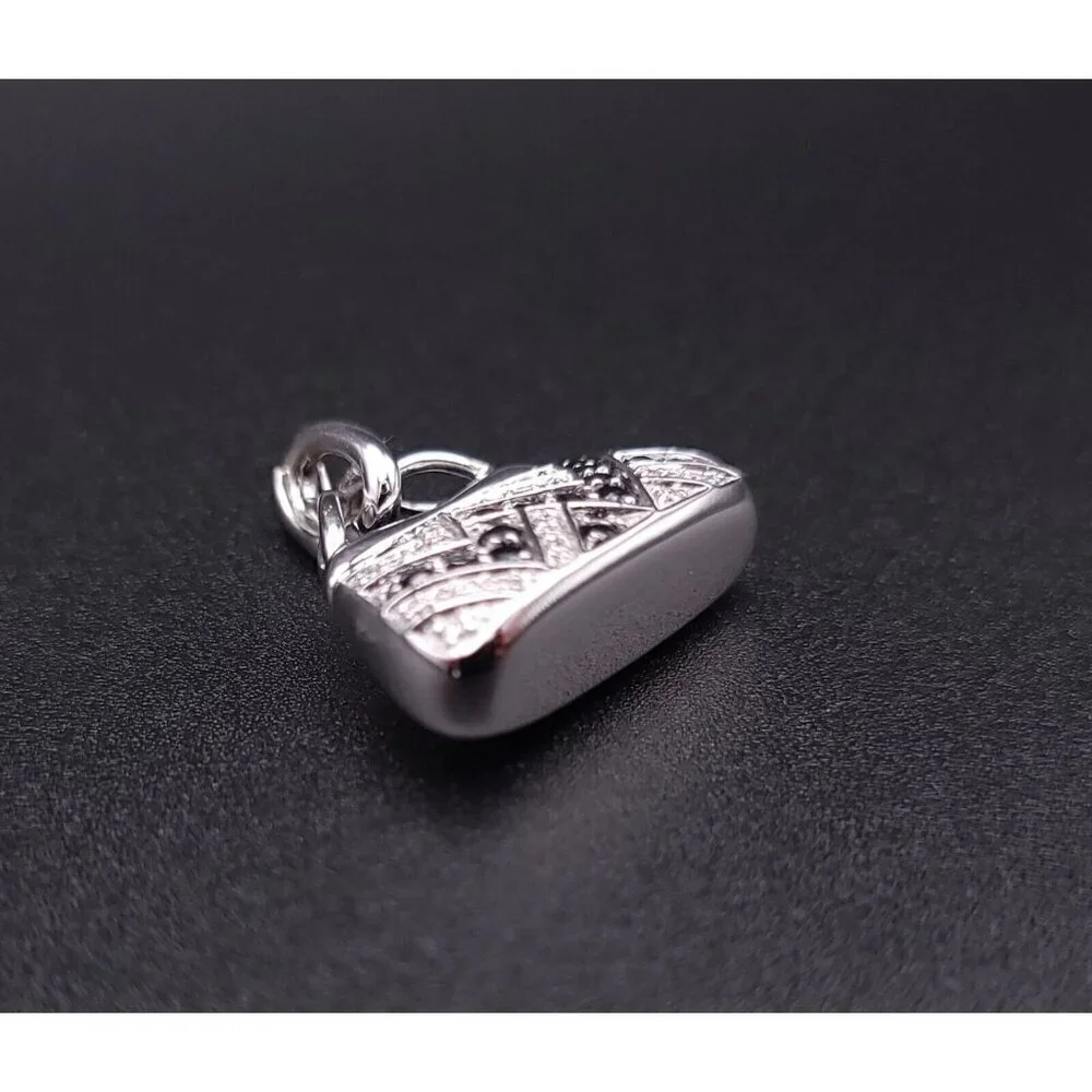 Mirabelle 18kt White Gold Diamond and Sapphire Purse Charm Pendant with Enhancer